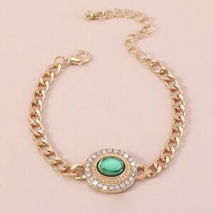 Gold green stone bracelet